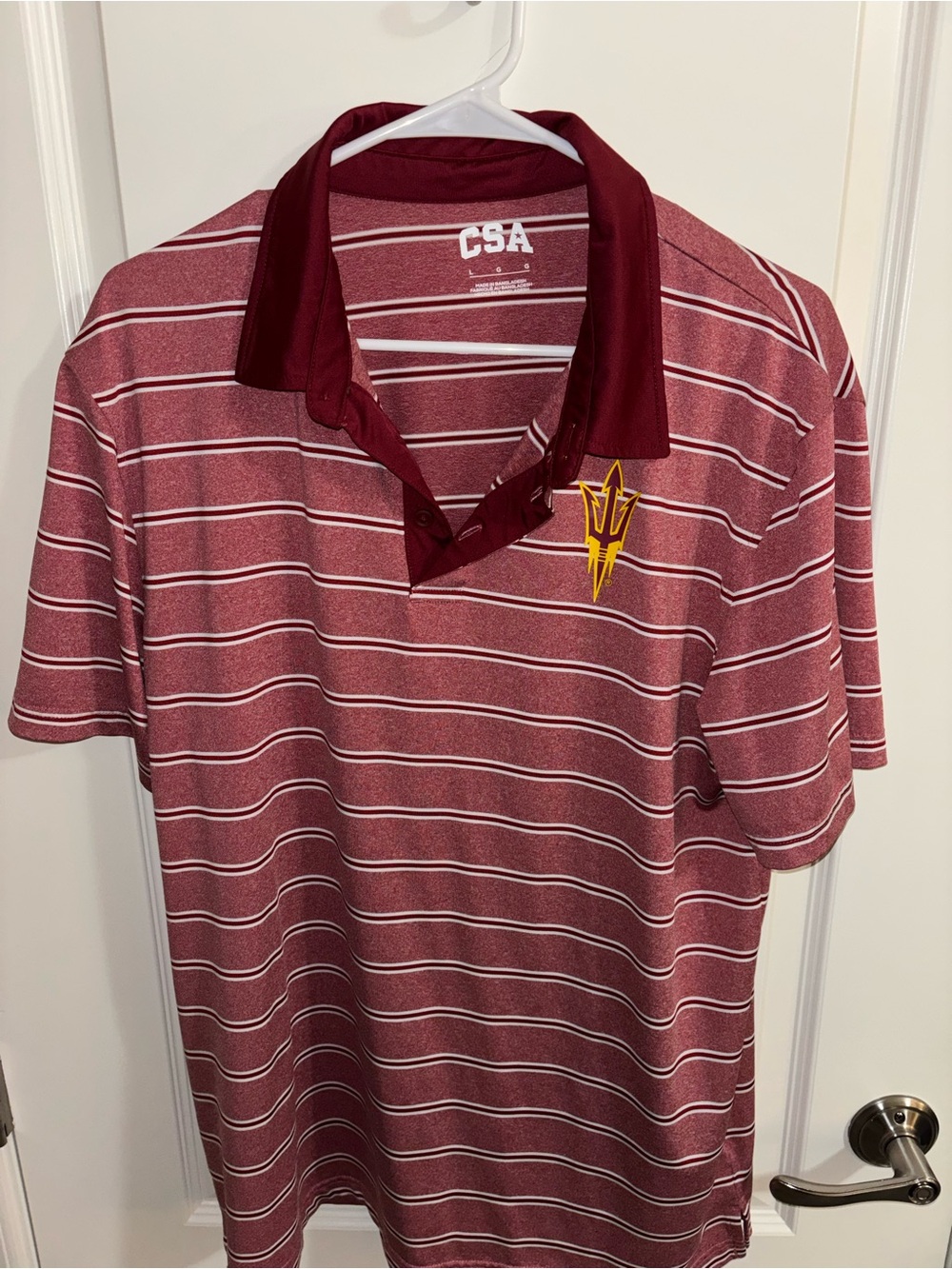 Arizona State University - ASU -Polo - CSA Maroon Striped Polo - Size L